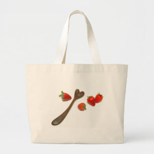 Bolso De Tela Gigante Cuchara de corazón de nuez con fresas