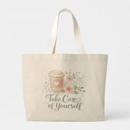 Bolso De Tela Gigante Cuida de Ti Misma – Elegante Amor Propio Floral
