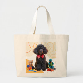 Bolso De Tela Gigante Cuidadosamente negro caniche Chenille Tote Bag
