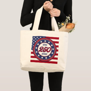 Bolso De Tela Gigante Cumpleaños 250 de América con bandera de EE. UU.