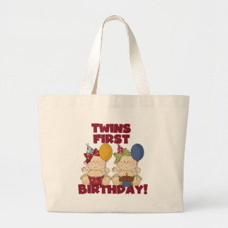 Bolso De Tela Gigante Cumpleaños de los gemelos - Chicas camisetas y reg