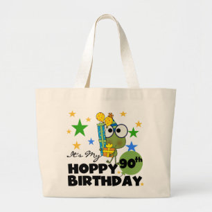 Bolso De Tela Gigante Cumpleaños de lúpulo del Froggy 90.o
