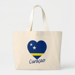 Bolso De Tela Gigante Curaçao señala el corazón por medio de una band
