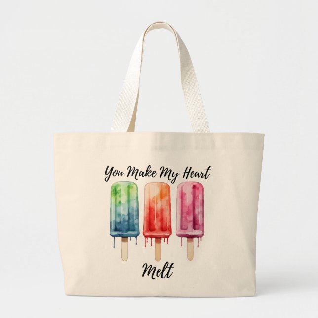 Bolso De Tela Gigante Curte Watercolor Popsicle Summer (Frente)