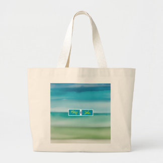 Bolso De Tela Gigante Custom Name Abstract Watercolor Ocean Horizon Art 
