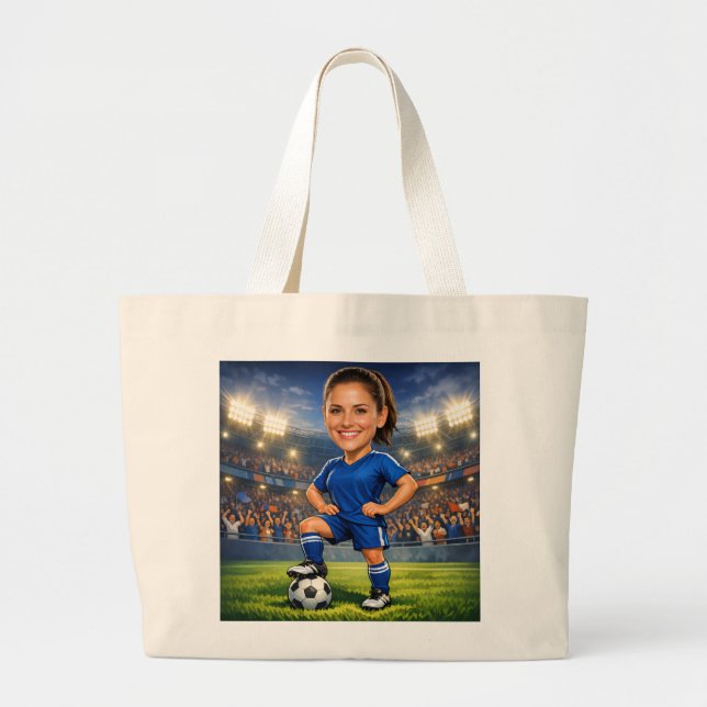 Bolso De Tela Gigante Custom Photo-Face Soccer/Football Star Caricature  (Frente)