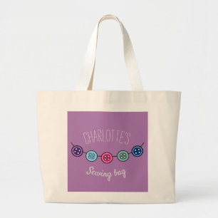 Bolso De Tela Gigante Custom purple & cream button thread button sewing