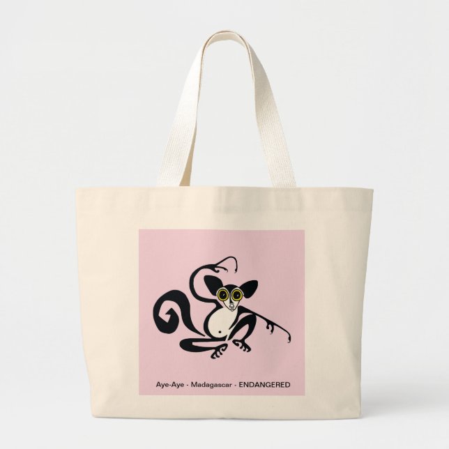 Bolso De Tela Gigante Cute AYE-AYE -animal en peligro de extinción - lem (Frente)
