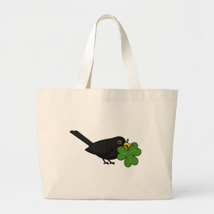 Bolso De Tela Gigante Cute Blackbird con Shamrock Clover Personalizado
