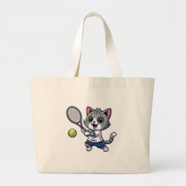 Bolso De Tela Gigante Cute cat playing tennis