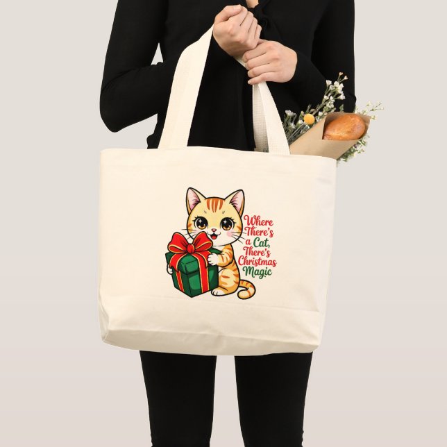 Bolso De Tela Gigante Cute Christmas Cat Holiday Gift for Cat Lover (Anverso (producto))