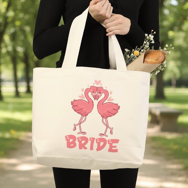 Bolso De Tela Gigante Cute Flamingo Wedding Tropical Beach Bride (Subido por el creador)
