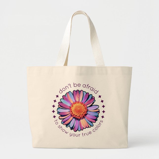 Bolso De Tela Gigante Cute Flower Purple Pink Blue Daisy Womens Bisexual (Frente)