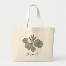 Bolso De Tela Gigante Cute Giraffe Animal Verdor Botánico