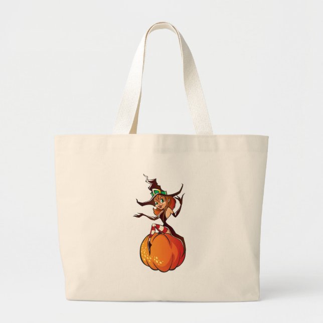 Bolso De Tela Gigante Cute Halloween (Frente)