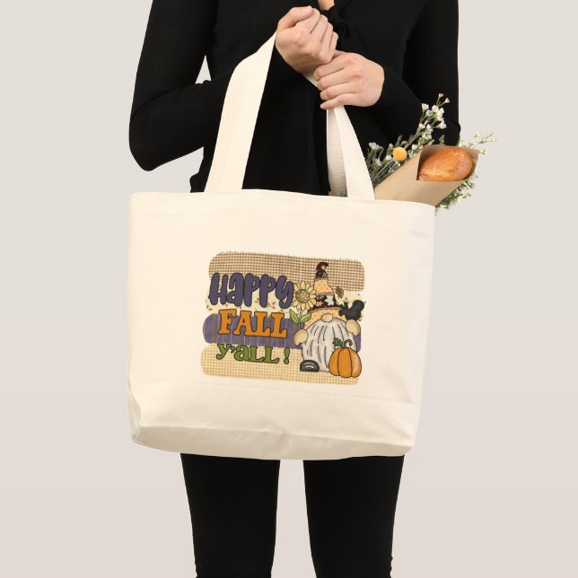 Bolso De Tela Gigante Cute Happy Fall Y gnome estacional (Anverso (producto))