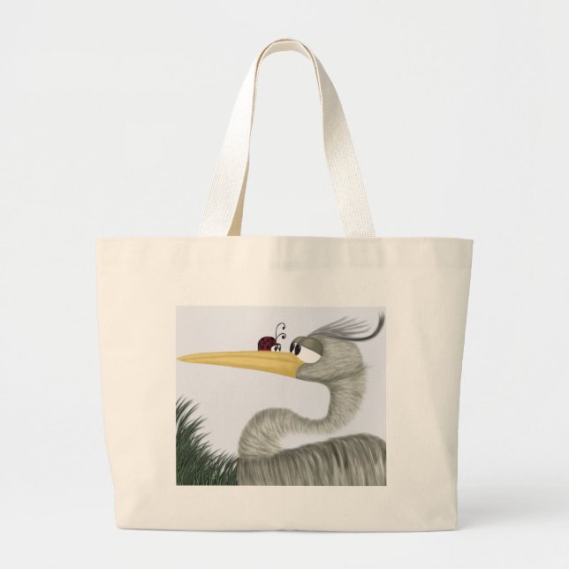Bolso De Tela Gigante Cute Heron y Ladybug (Frente)