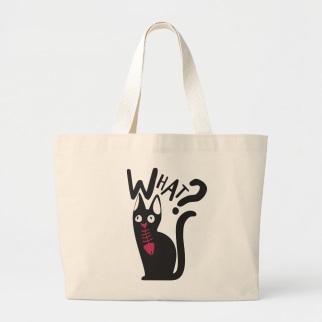 Bolso De Tela Gigante Cute Joke With Black Cat Cartoonish (Frente)