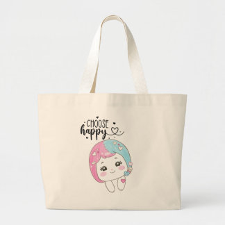 Bolso De Tela Gigante Cute Kawaii “Choose Happy” – Adorable Posi