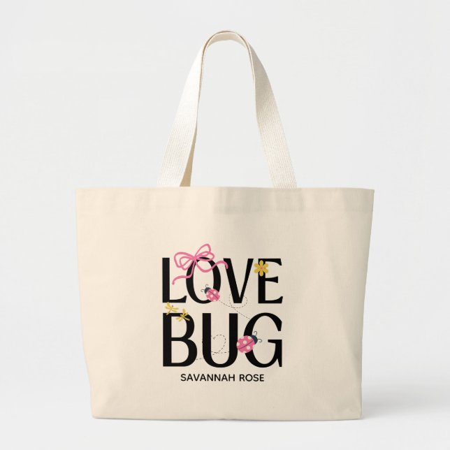 Bolso De Tela Gigante Cute Ladybug Pink Girl Baby Shower (Frente)