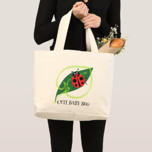 Bolso De Tela Gigante Cute Red ladybug Green Love Leaf niñitas