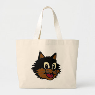 BOLSO DE TELA GIGANTE CUTE SMILING BLACK AND BROWN NAUGHTY CAT