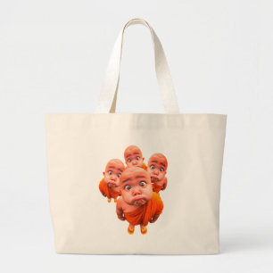 Bolso De Tela Gigante Cute Young Monk Minimalista Túnica Naranja