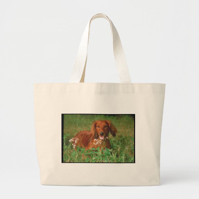 Bolso De Tela Gigante Dachshund de pelo largo rojo (Frente)