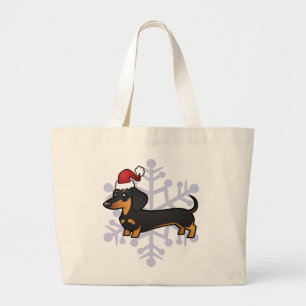Bolso De Tela Gigante Dachshund del navidad (capa lisa)