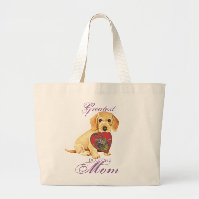 Bolso De Tela Gigante Dachshund Heart Mom (Frente)