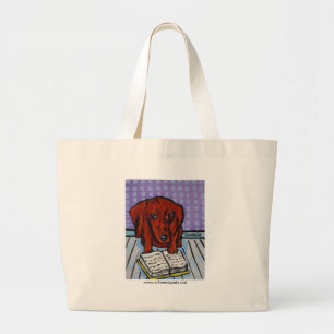 Bolso De Tela Gigante Dachshund que lee un libro