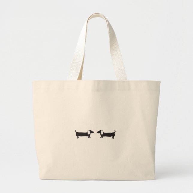 Bolso De Tela Gigante Dachshunds en amor blanco y negro (Frente)