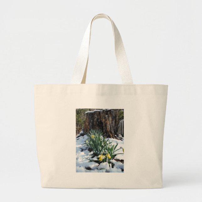 Bolso De Tela Gigante Dafpies amarillos en la nieve (Frente)