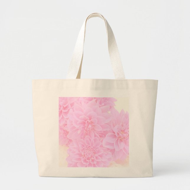 Bolso De Tela Gigante Dahlias En Rosa Suave (Frente)