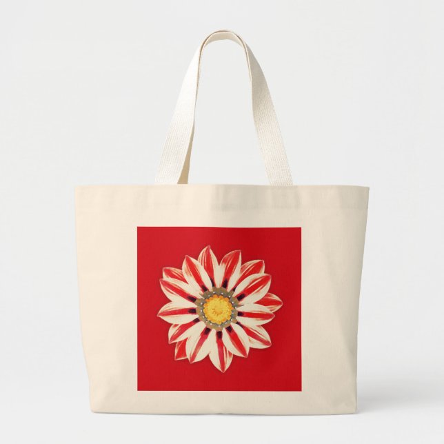 Bolso De Tela Gigante Daisy africano / Gazania - franja roja y blanca (Frente)