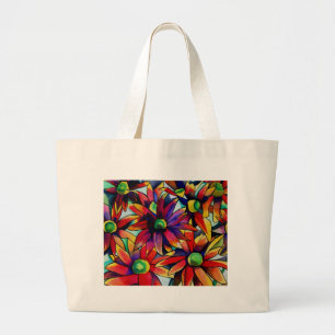 Bolso De Tela Gigante Daisy Straw flores silvestres multicolores arte