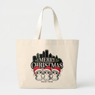Bolso De Tela Gigante Dallas City Texas Merry Christmas Cats USA