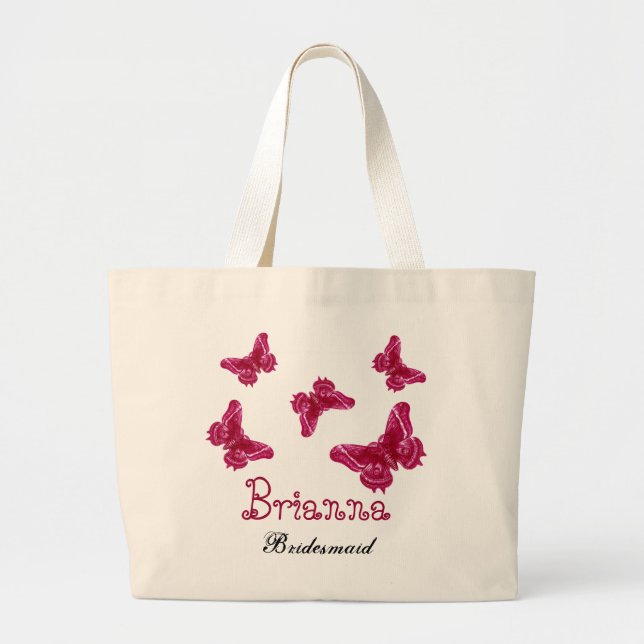 Bolso De Tela Gigante Dama de honor conocida personalizada mariposa (Frente)