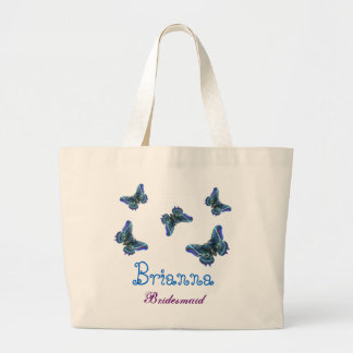 Bolso De Tela Gigante Dama de honor conocida personalizada mariposa azul