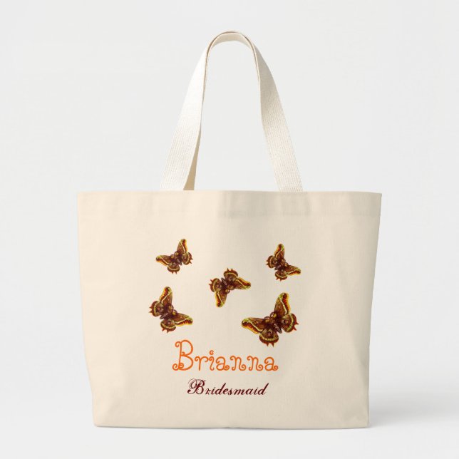 Bolso De Tela Gigante Dama de honor conocida personalizada mariposa del (Frente)