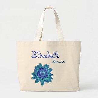 Bolso De Tela Gigante Dama de honor personalizada flor azul