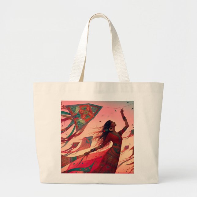 Bolso De Tela Gigante Dama india y cometa (Frente)