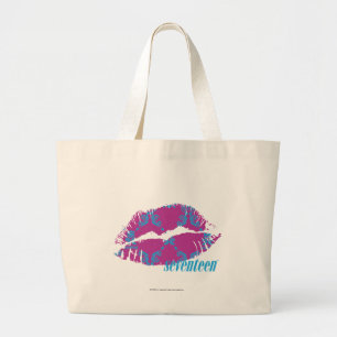 Bolso De Tela Gigante Damasco Aguamarina-Púrpura