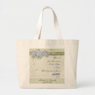 Bolso De Tela Gigante Damasco floral del remolino del Hydrangea azul del