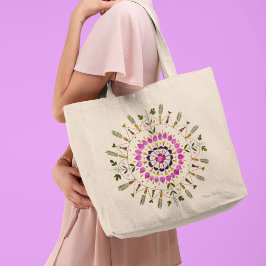 Bolso De Tela Gigante Del Arte de Flor Prensada Original por S. Frigui