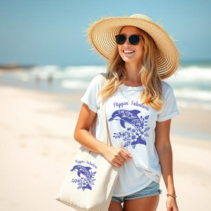 Bolso De Tela Gigante Delfín hawaiano 'Flippin' Fabulous-Blue
