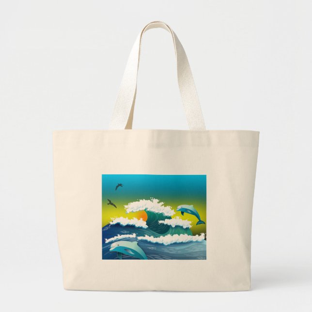 Bolso De Tela Gigante Delfines (Frente)
