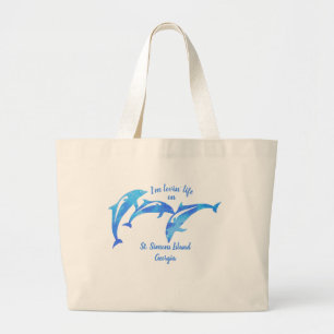 Bolso De Tela Gigante Delfines lúdicos de la Isla de los Simones
