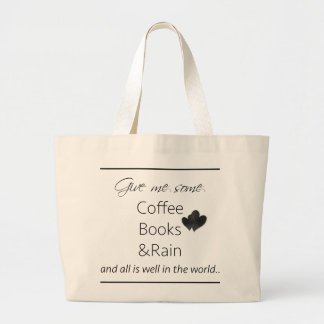 Bolso De Tela Gigante Déme un poco de café, libros y lluvia