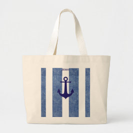 Bolso De Tela Gigante Denim Striped Anchor